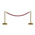 Montour Line Stanchion Post and Rope Kit Pol.Brass, 2 Flat Top 1 Red Rope C-Kit-2-PB-FL-1-ER-RD-PB